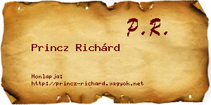Princz Richárd névjegykártya